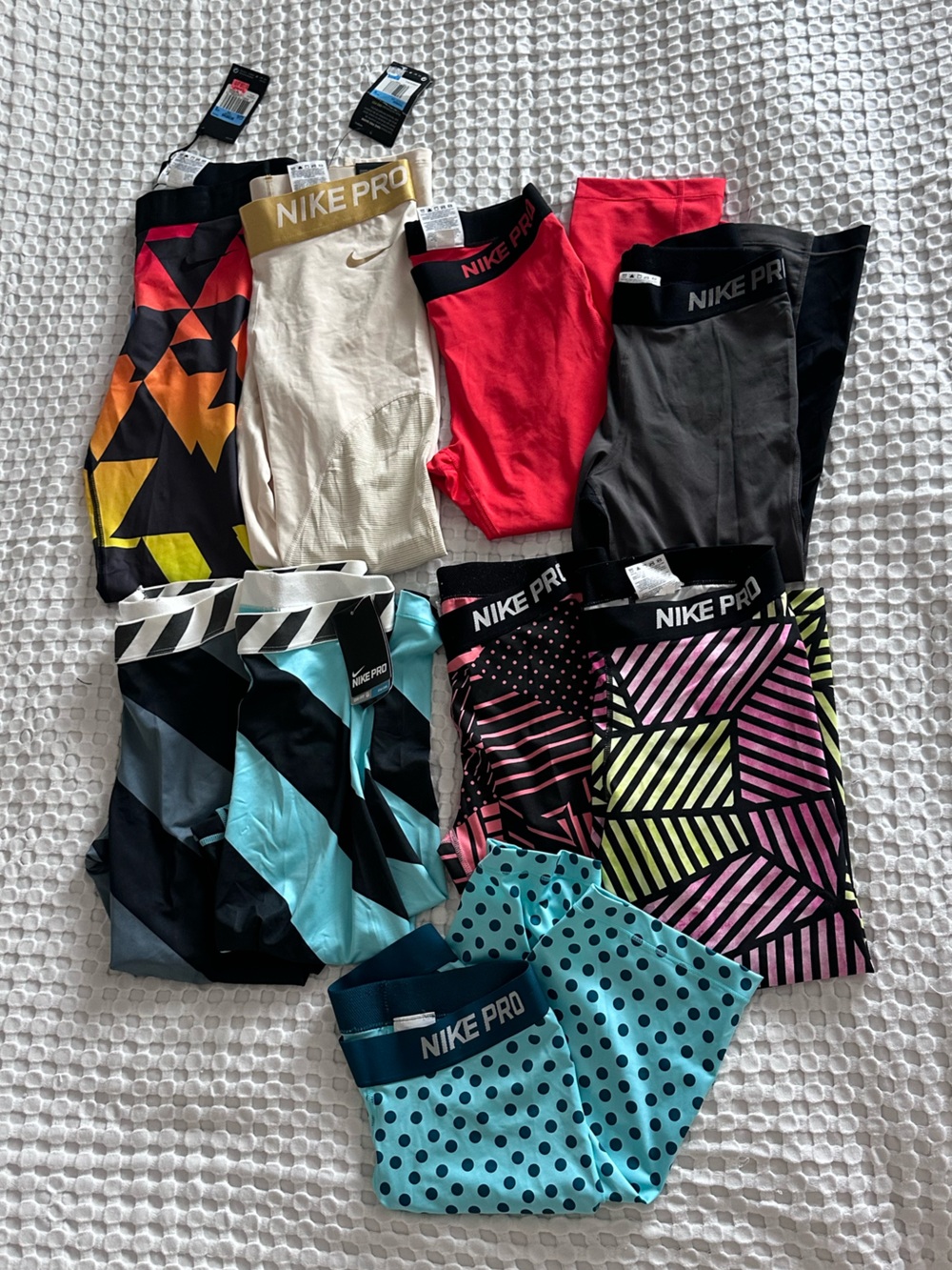 Nike Pro Assorted Women's Lot - Bright Patterned Colors Medium 9 Total